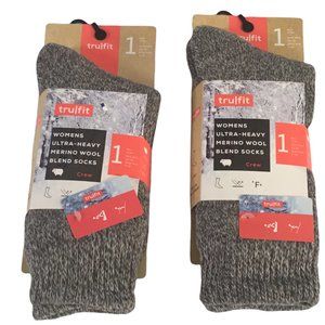 Trufit Merino Wool Blend Women's Socks 2 Pair Gray